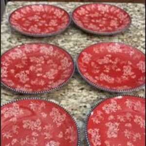 Temp-Tations Red Floral Dinnerware Set